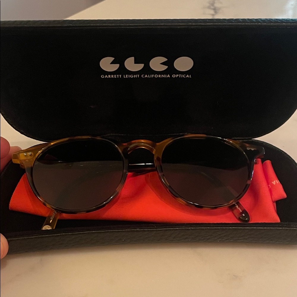 Garrett Leight tortoise shell Sunglasses with Black Case